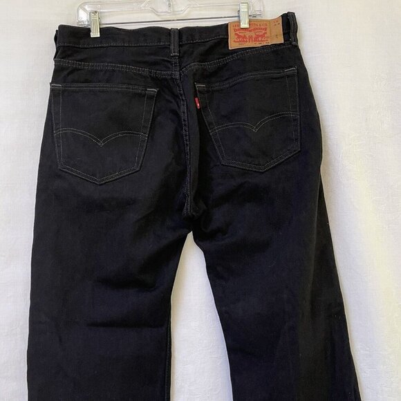 Levis 501 Black Jeans Mens 36 X 32 Regular FIt Casual Dark Wash Travel Vacation - Picture 5 of 13